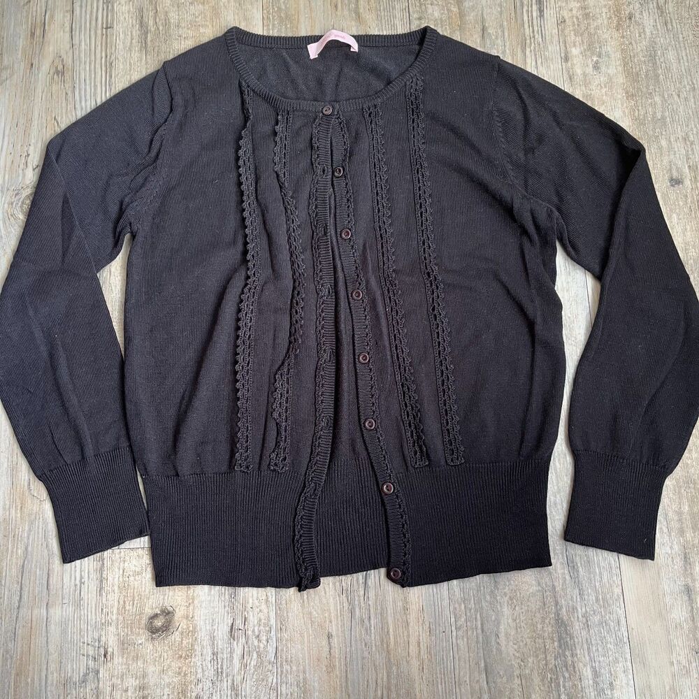 Vintage H2O Sports Black Lace Knit Cardigan Women’s M Button Front
